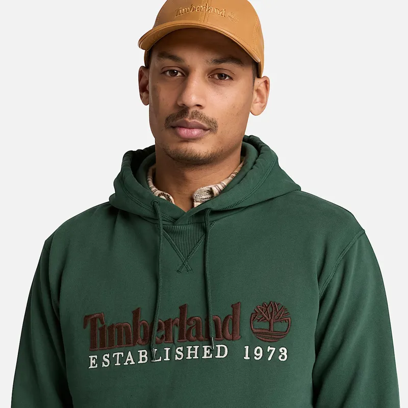 Timberland Established 1973 Embroidered Logo Hoodie Dark Green-1