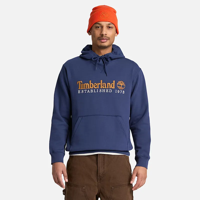 Timberland Established 1973 Embroidered Logo Hoodie Blue-3