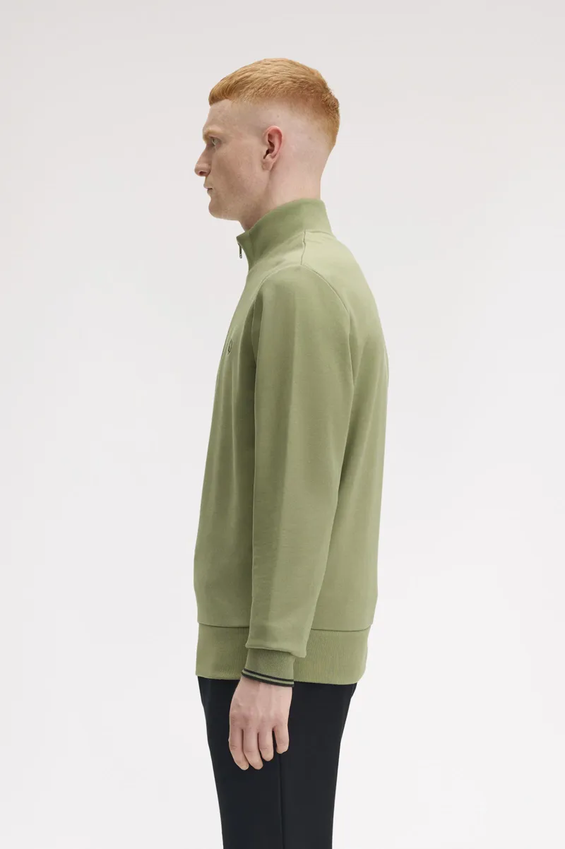 Fred Perry Half Zip Sweatshirt Olive Mint-2