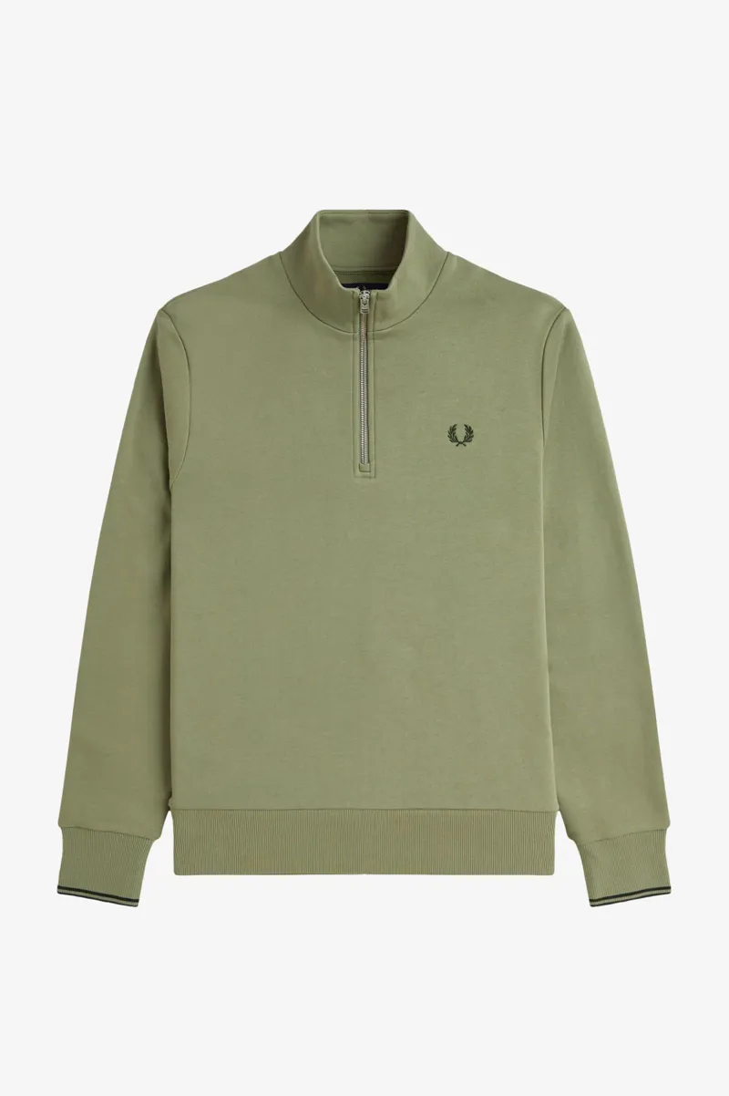 Fred Perry Half Zip Sweatshirt Olive Mint-8