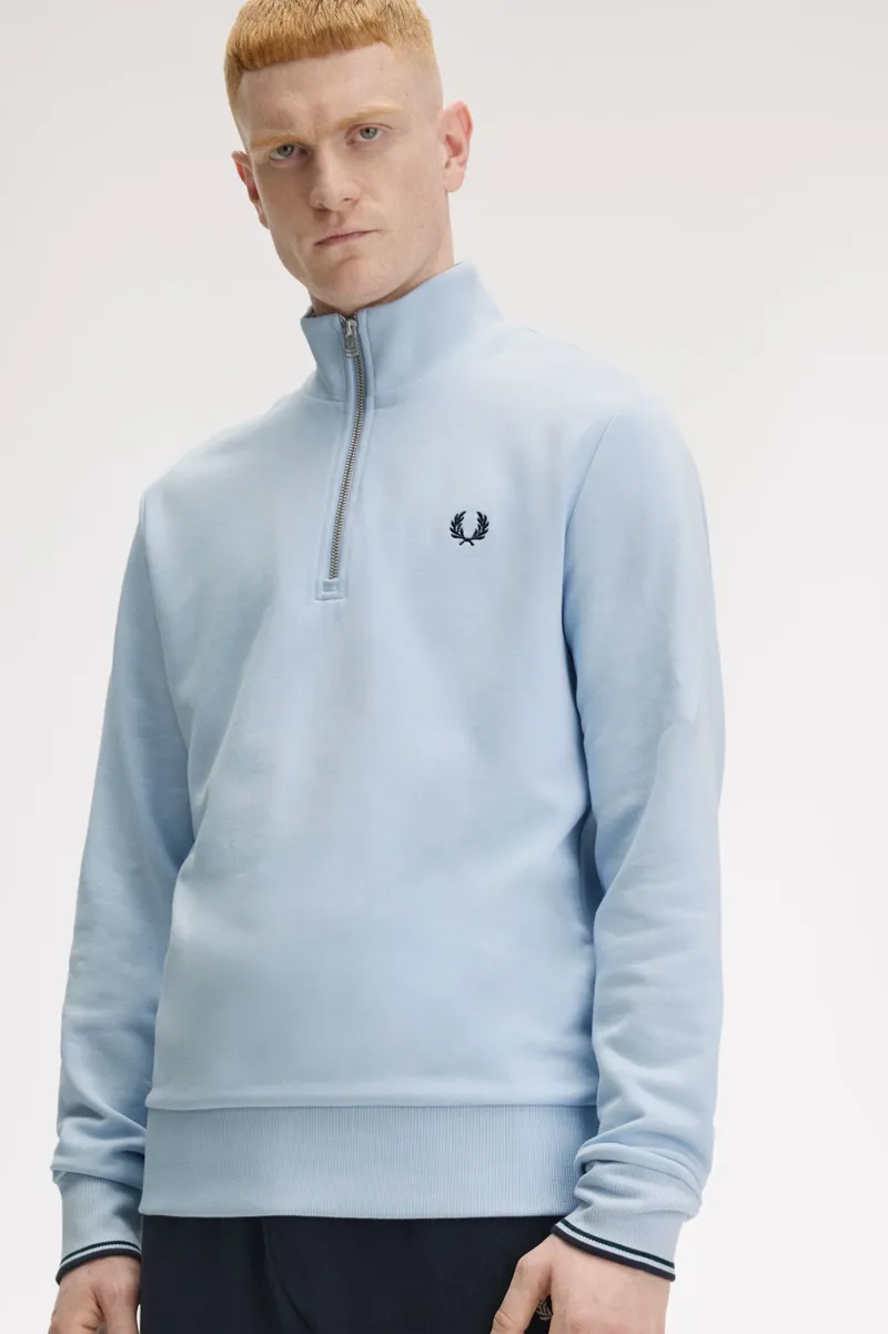 Fred Perry Half Zip Sweatshirt Light Smoke-3