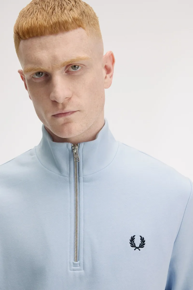 Fred Perry Half Zip Sweatshirt Light Smoke-4