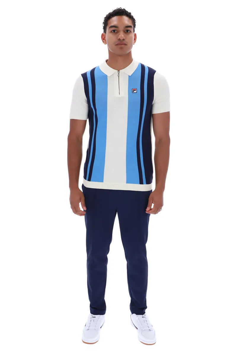 Fila Lazar Knitted Colourblock Polo Azure Blue-2
