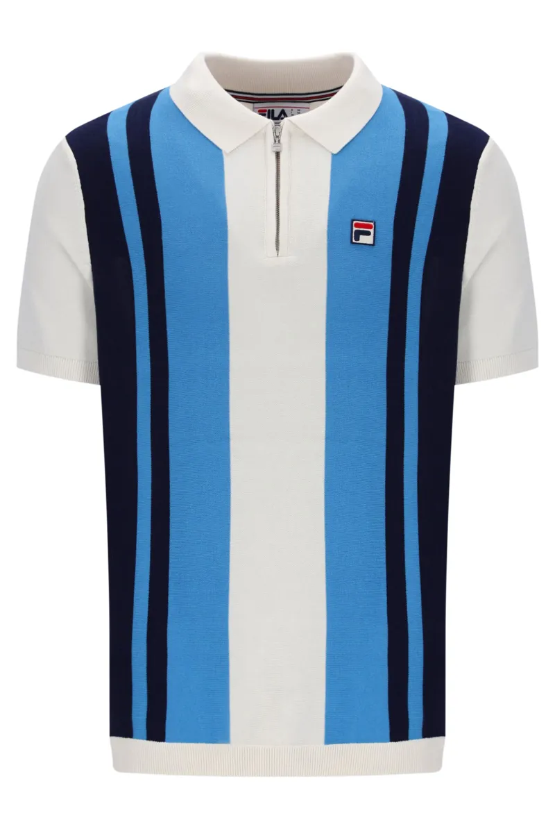 Fila Lazar Knitted Colourblock Polo Azure Blue
