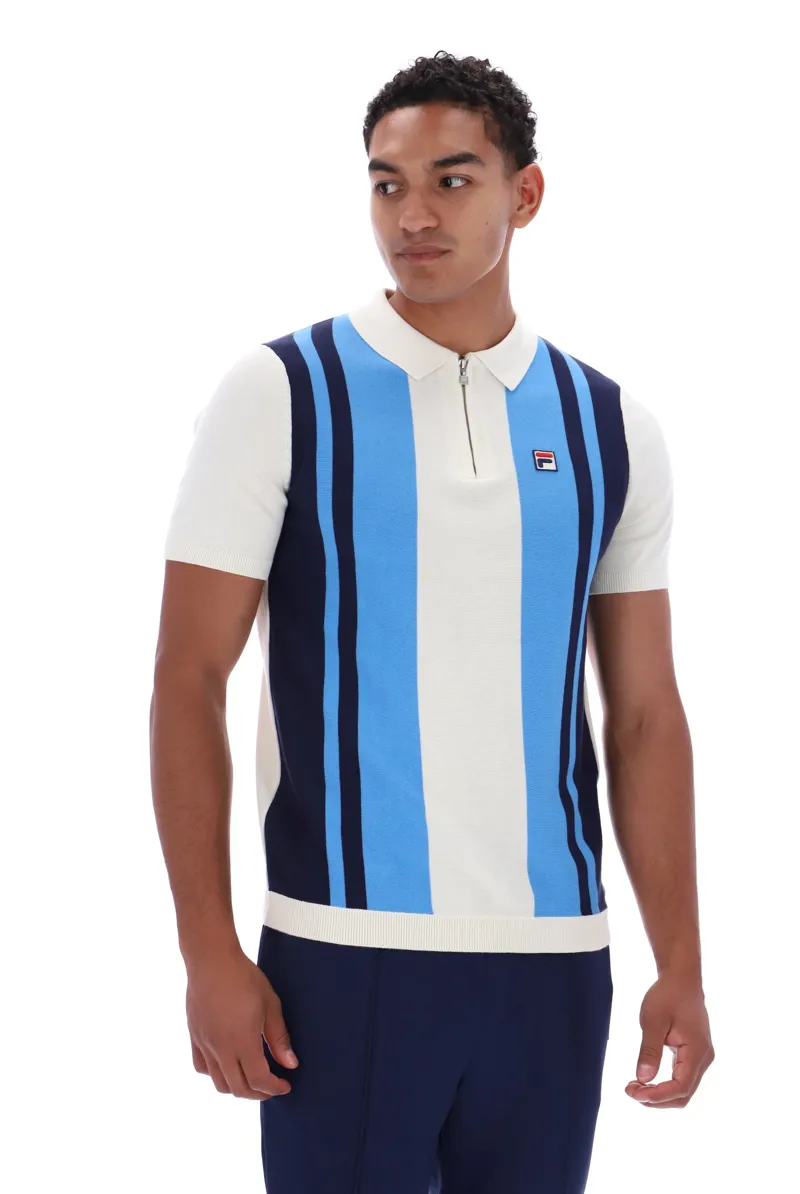 Fila Lazar Knitted Colourblock Polo Azure Blue-4