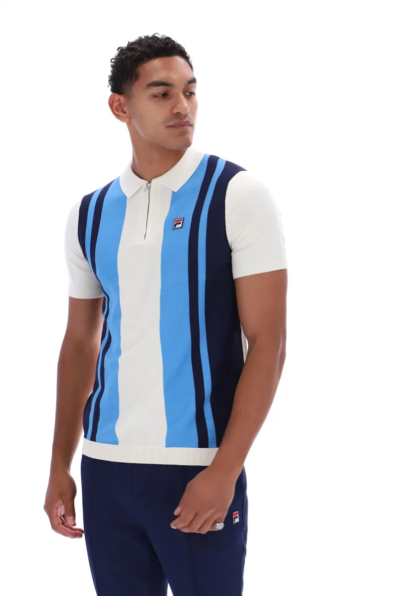 Fila Lazar Knitted Colourblock Polo Azure Blue-5