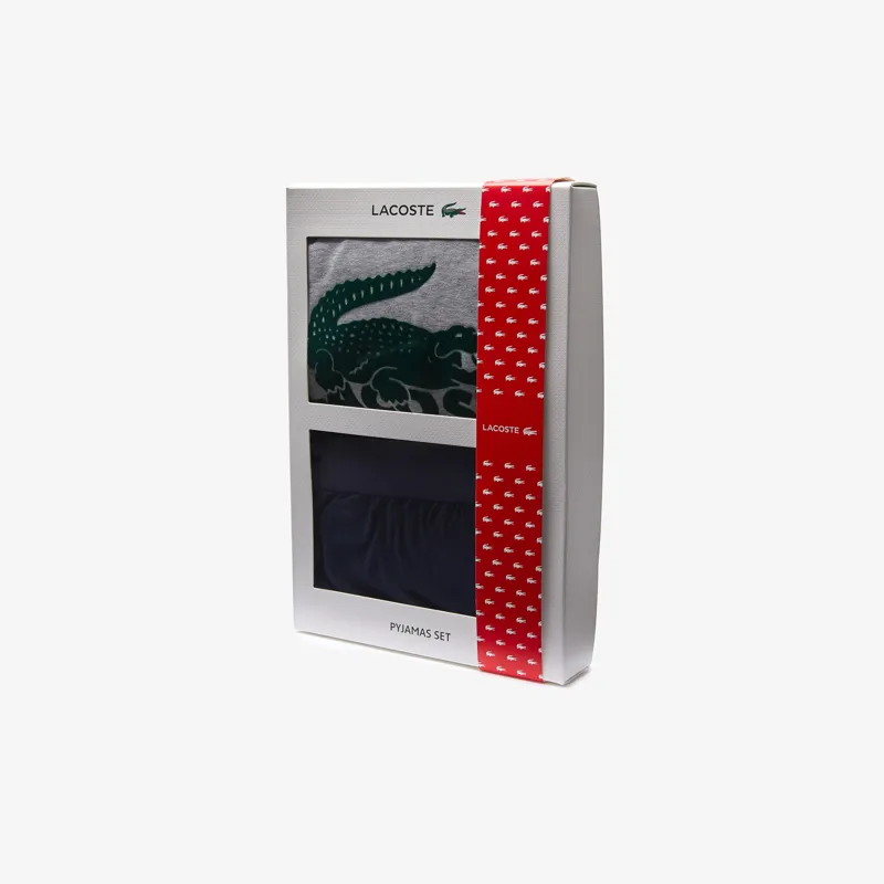 Lacoste Velvet Logo Long Pyjama Set Blue/Grey/Green XL ONLY LAST SET -4