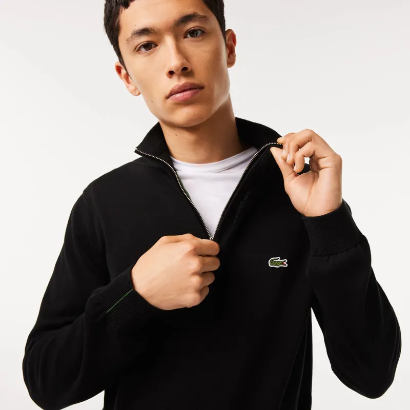 Lacoste Zippered Organic Cotton Sweater Black -1