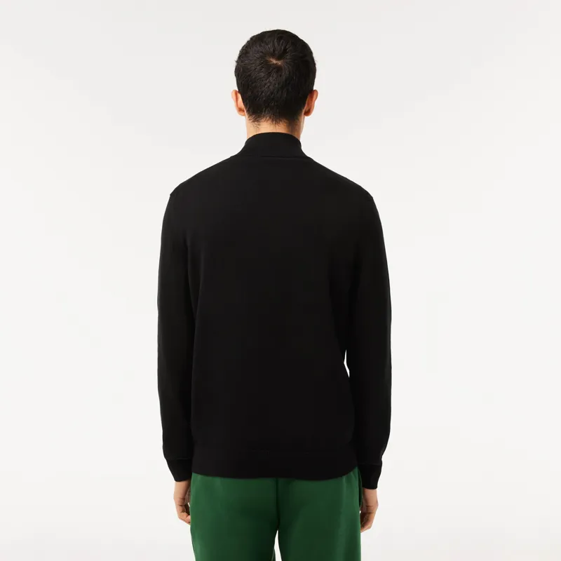Lacoste Zippered Organic Cotton Sweater Black -2
