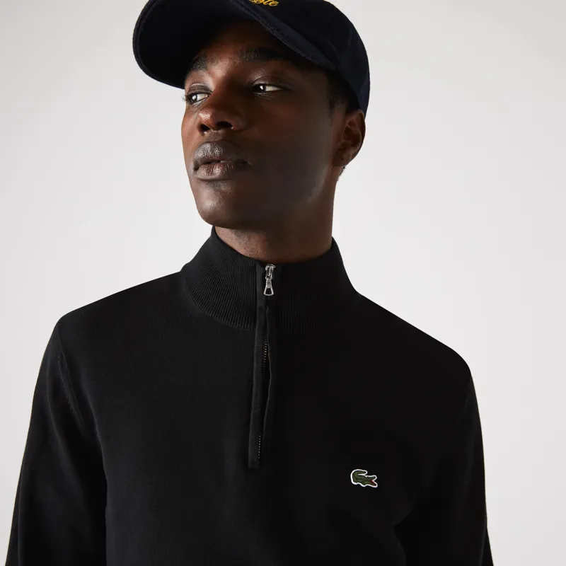 Lacoste Zippered Organic Cotton Sweater Black -3