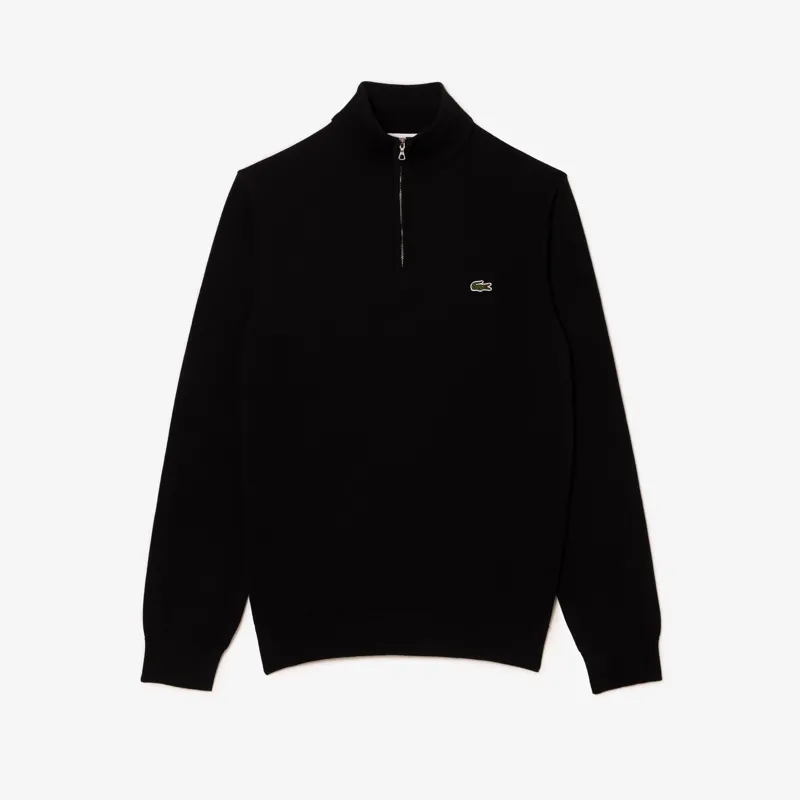 Lacoste Zippered Organic Cotton Sweater Black 