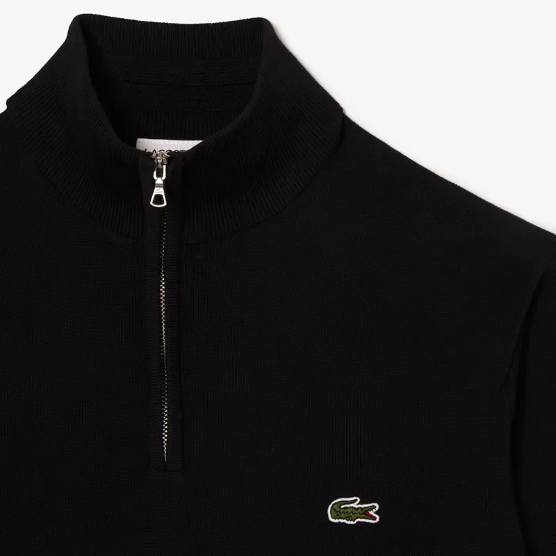 Lacoste Zippered Organic Cotton Sweater Black -4
