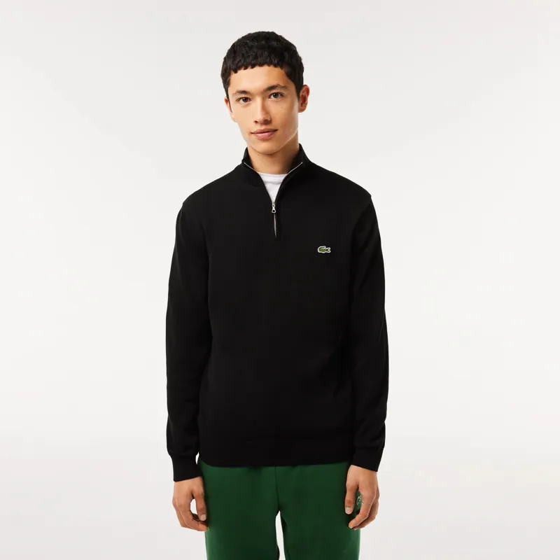 Lacoste Zippered Organic Cotton Sweater Black -6
