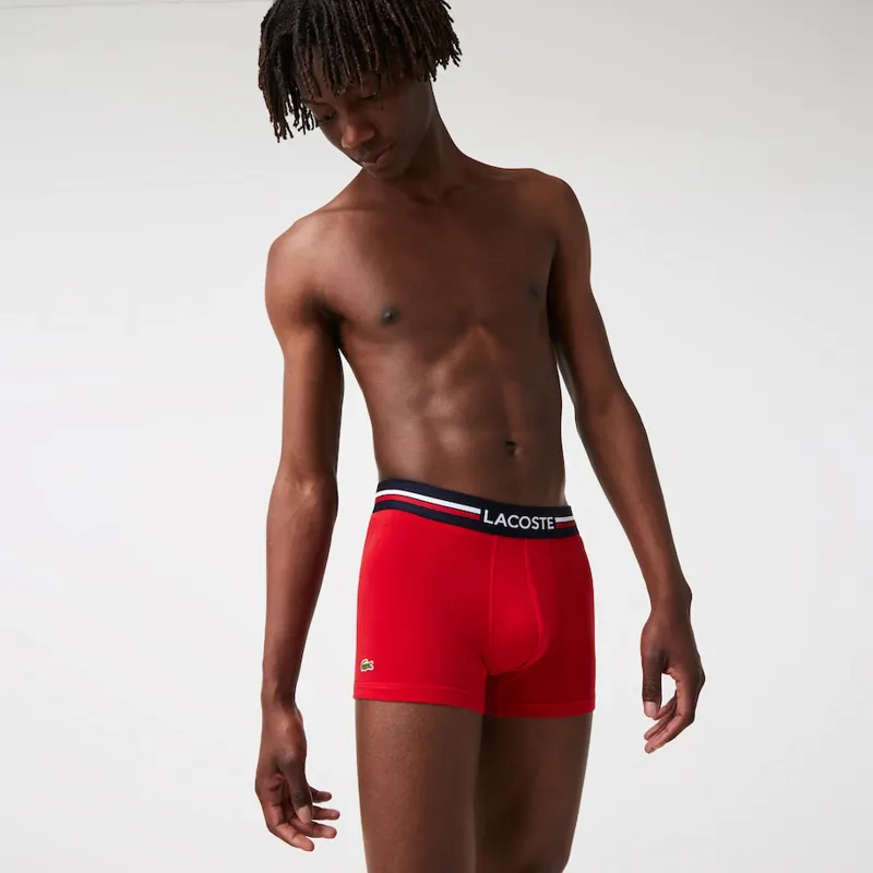 Lacoste Mens 5H3386 00 W34 3 Pack Iconic Boxers Red Grey Navy