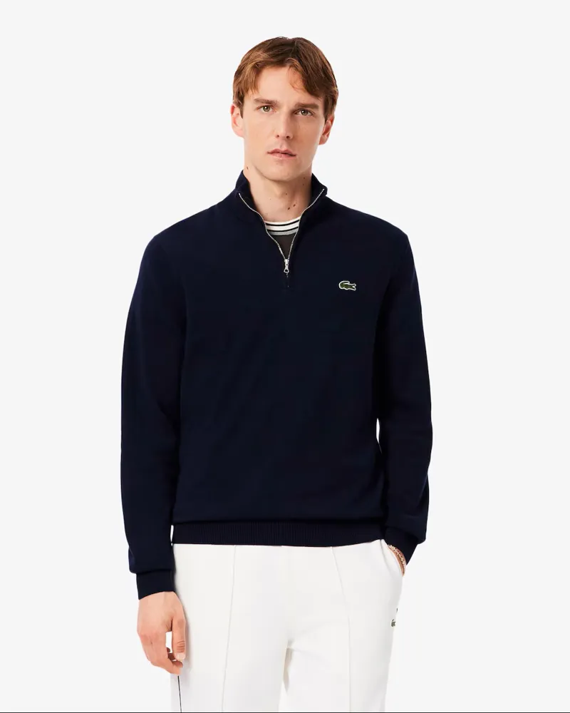 Lacoste Zippered Organic Cotton Sweater Navy-4