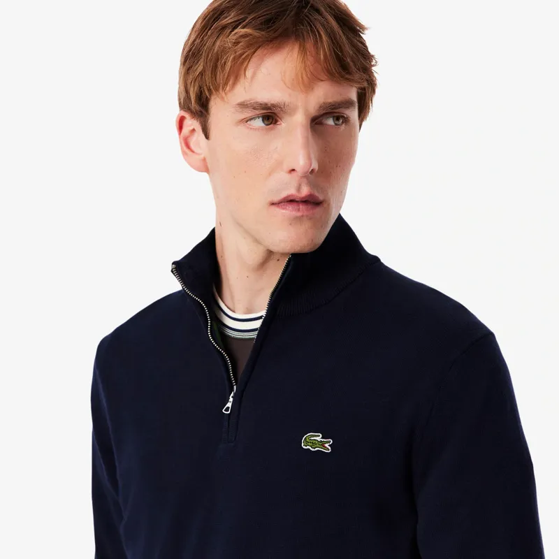 Lacoste Zippered Organic Cotton Sweater Navy-1