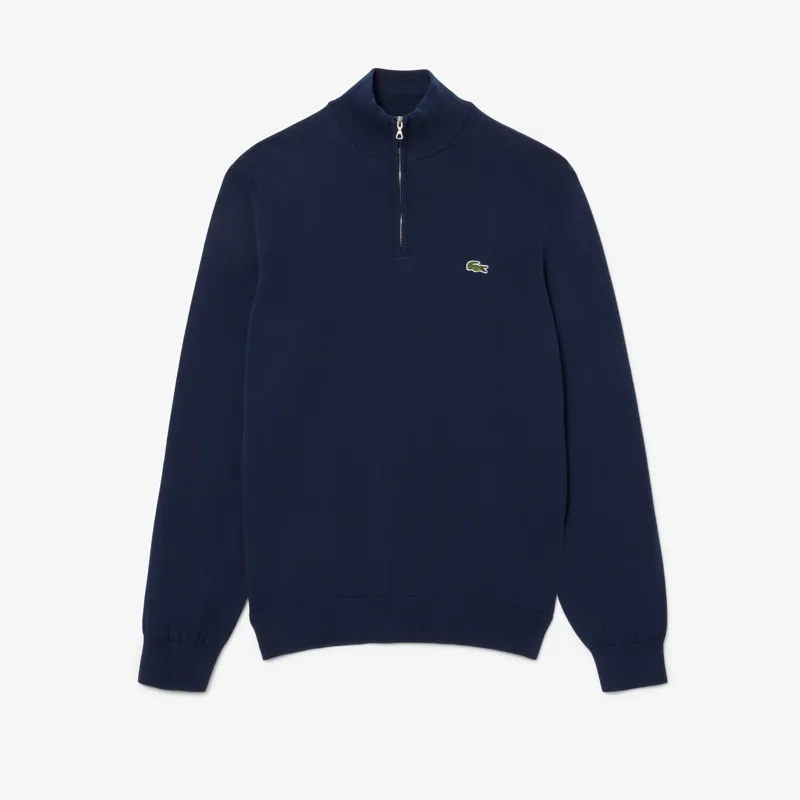 Lacoste Zippered Organic Cotton Sweater Navy-3