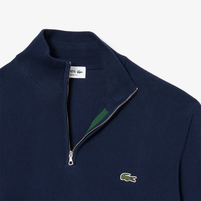 Lacoste Zippered Organic Cotton Sweater Navy-2