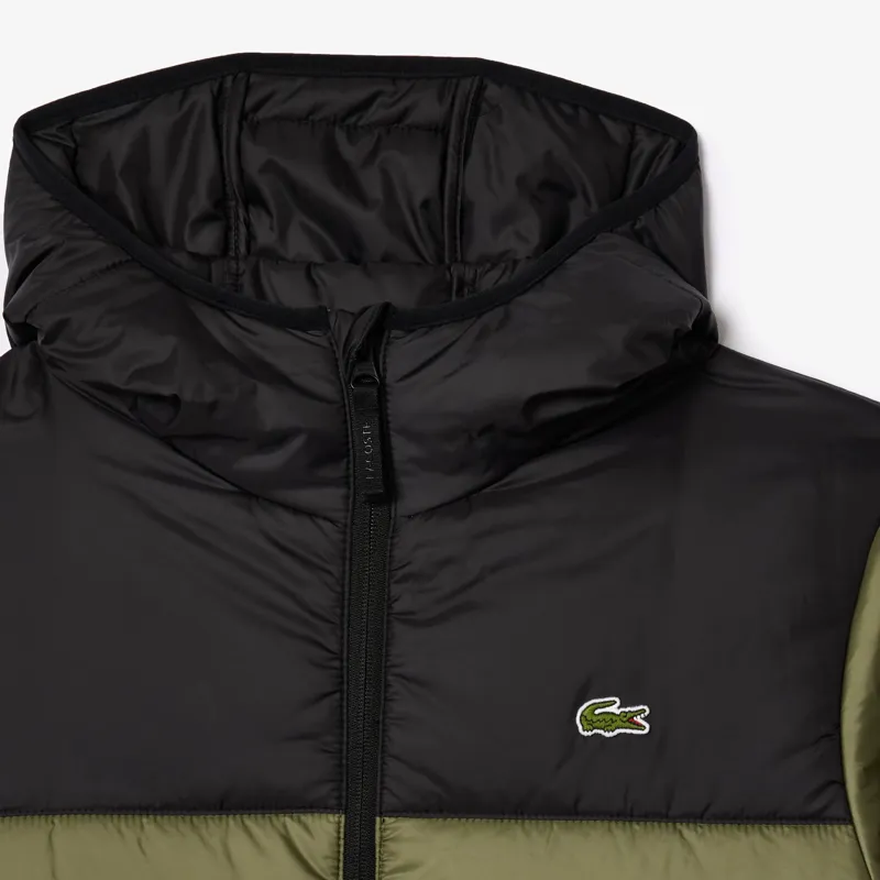 Lacoste Water-Repellent Quilted Puffed Jacket Khaki Green / Black -3