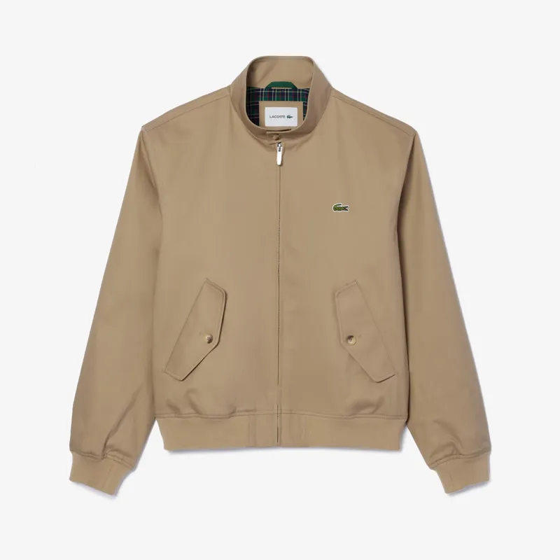 Lacoste Water-Repellent Twill Harrington Jacket Beige MEDIUM ONLY 