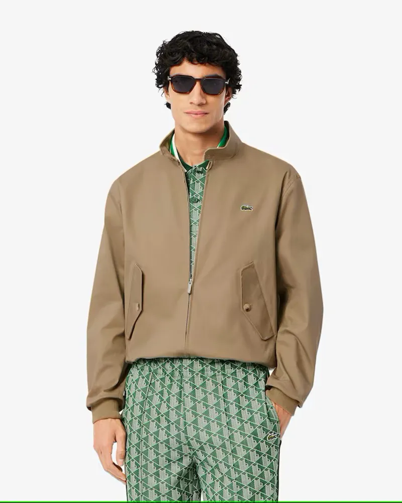 Lacoste Water-Repellent Twill Harrington Jacket Beige MEDIUM ONLY -4