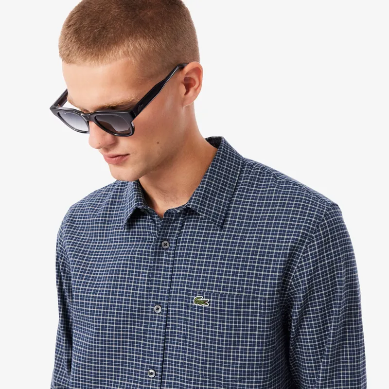 Lacoste Plaid Flannel Shirt Navy-4