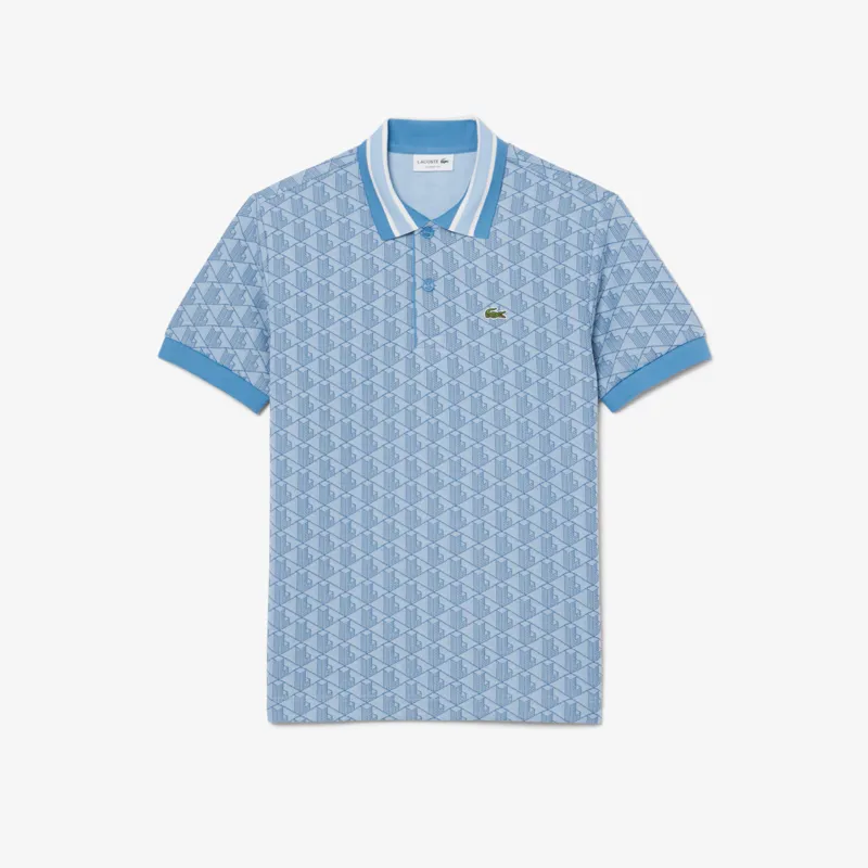 Lacoste Monogram Jacquard Polo T-shirt Blue-8