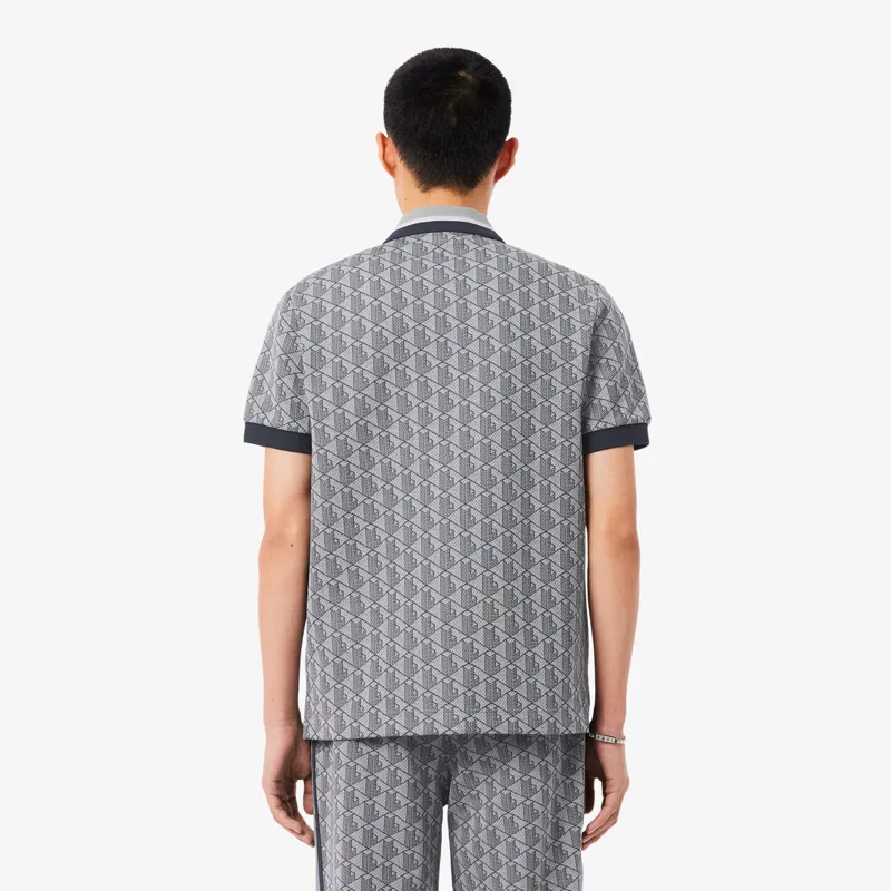 Lacoste Monogram Jacquard Polo T-shirt Grey-5
