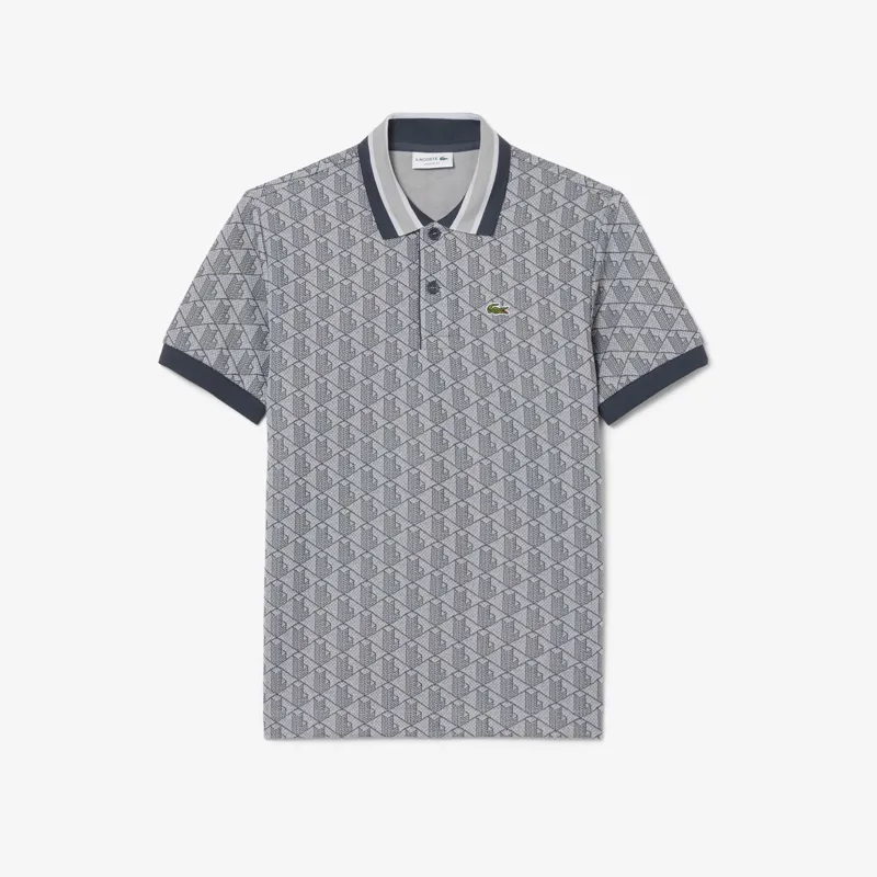 Lacoste Monogram Jacquard Polo T-shirt Grey-8
