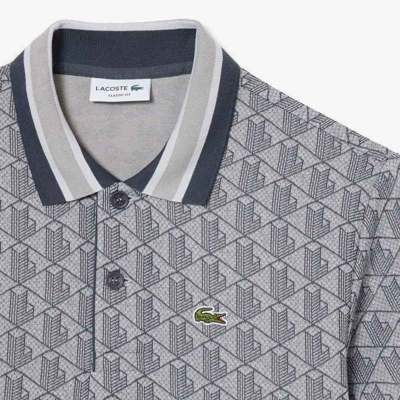 Lacoste Monogram Jacquard Polo T-shirt Grey-1