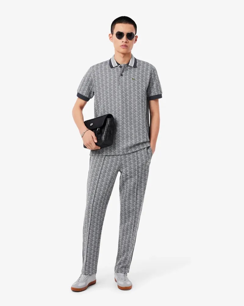 Lacoste Monogram Jacquard Polo T-shirt Grey-6