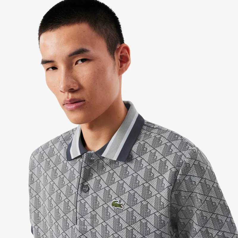 Lacoste Monogram Jacquard Polo T-shirt Grey-7
