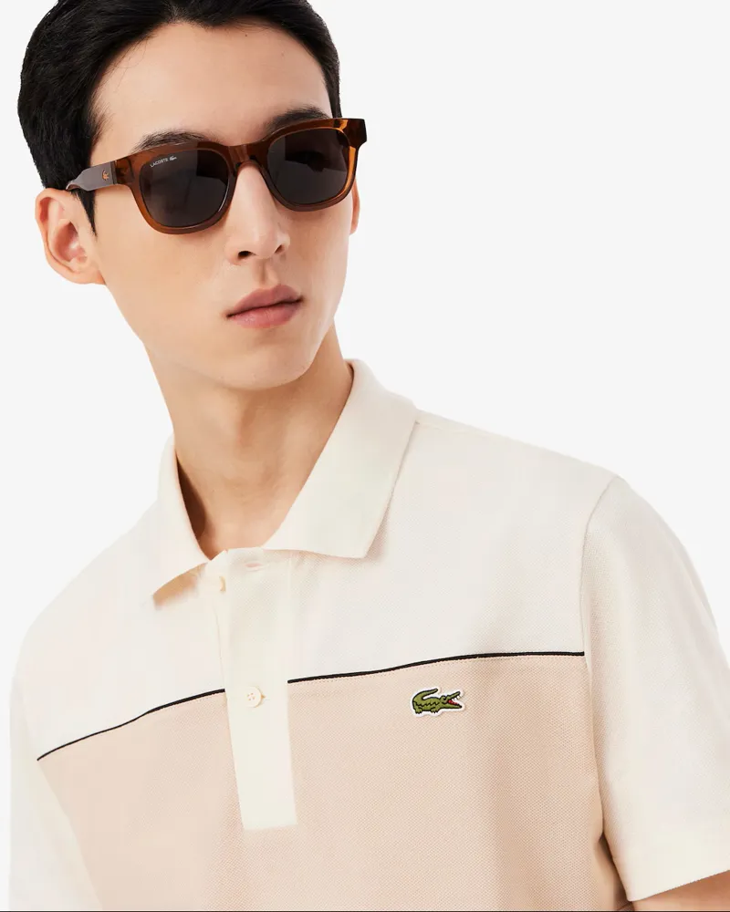 Lacoste Colour Block Polo Shirt Beige-1