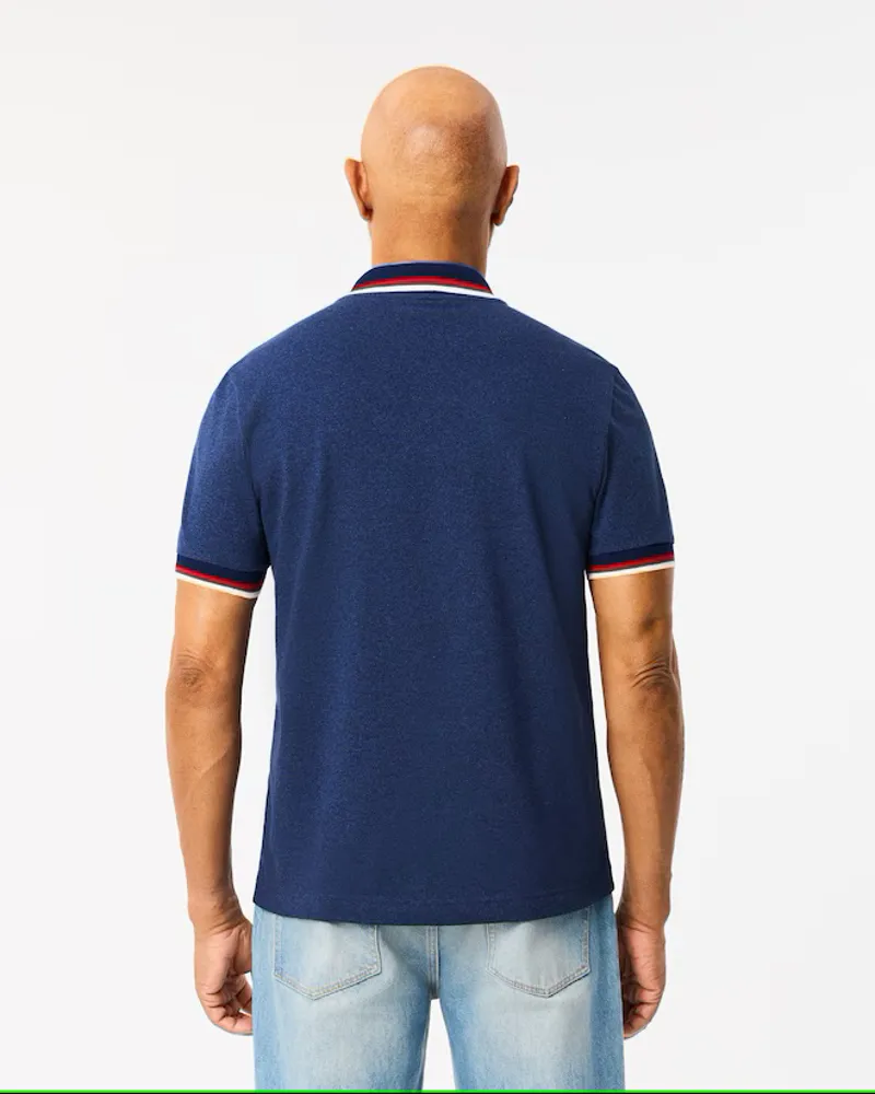 Lacoste Contrast Collar Polo Shirt Blue Chine-3