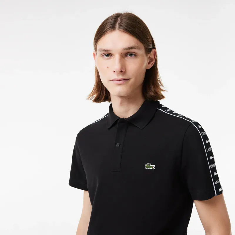Lacoste Taped Sleeve Polo T-shirt Black LARGE ONLY-1