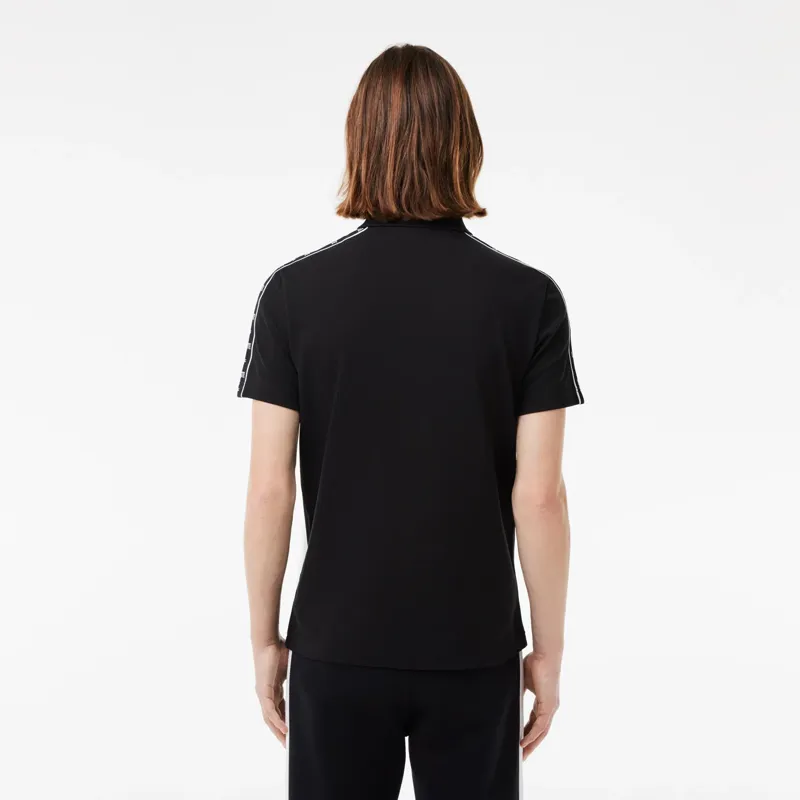 Lacoste Taped Sleeve Polo T-shirt Black LARGE ONLY-2
