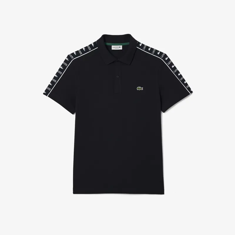 Lacoste Taped Sleeve Polo T-shirt Black LARGE ONLY-3