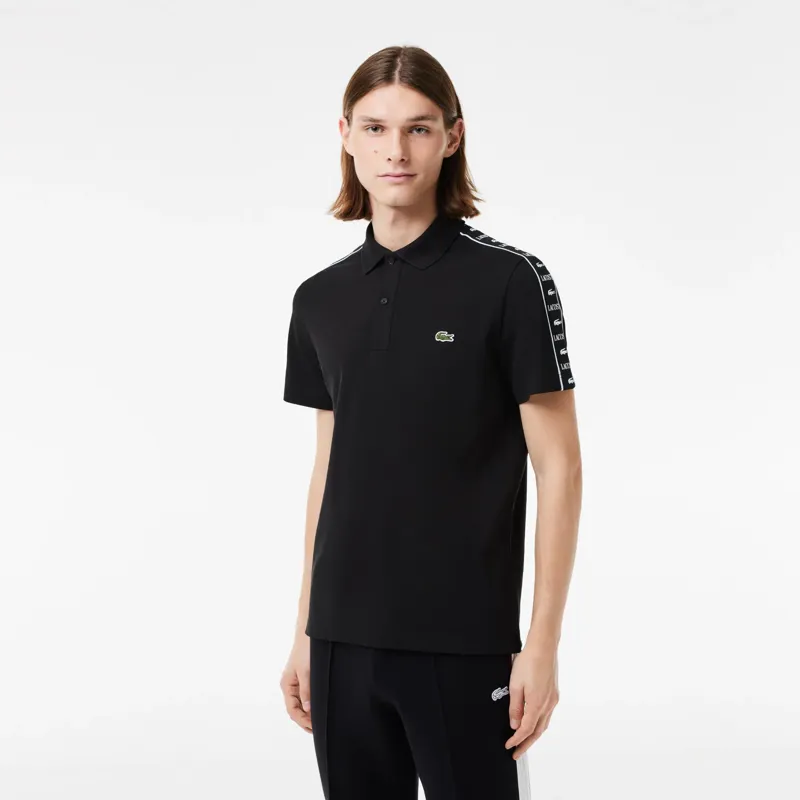 Lacoste Taped Sleeve Polo T-shirt Black LARGE ONLY-6