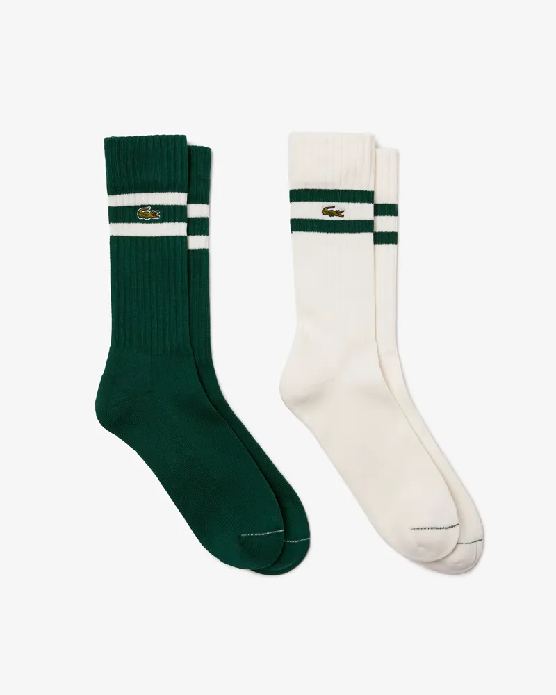 Lacoste Ribbed Cotton Socks Green / White