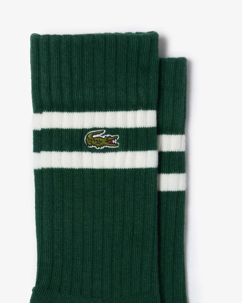 Lacoste Ribbed Cotton Socks Green / White-1