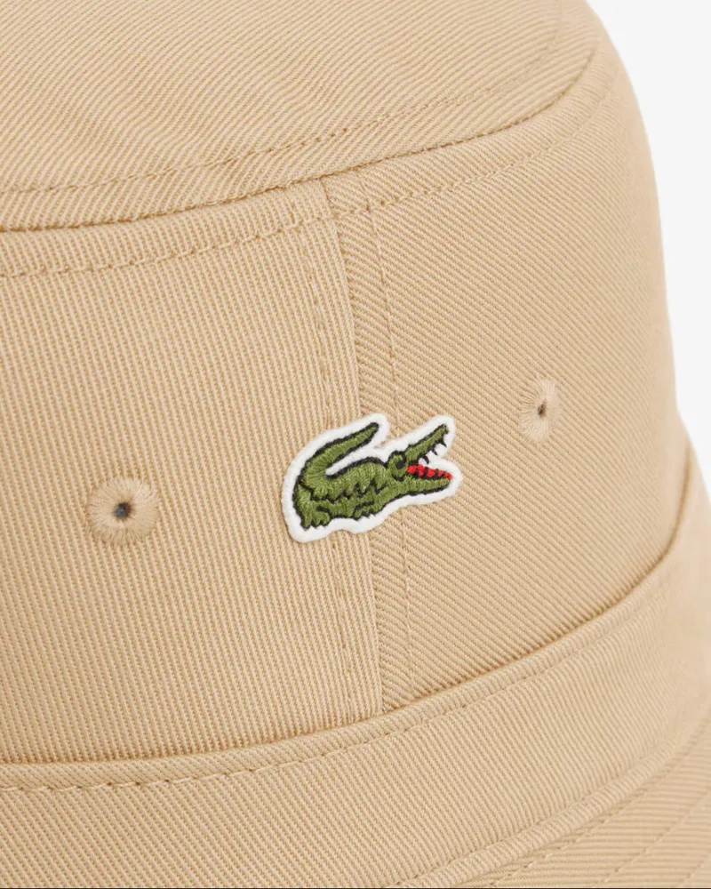 Lacoste Lined Cotton Twill Bucket Hat Beige -4