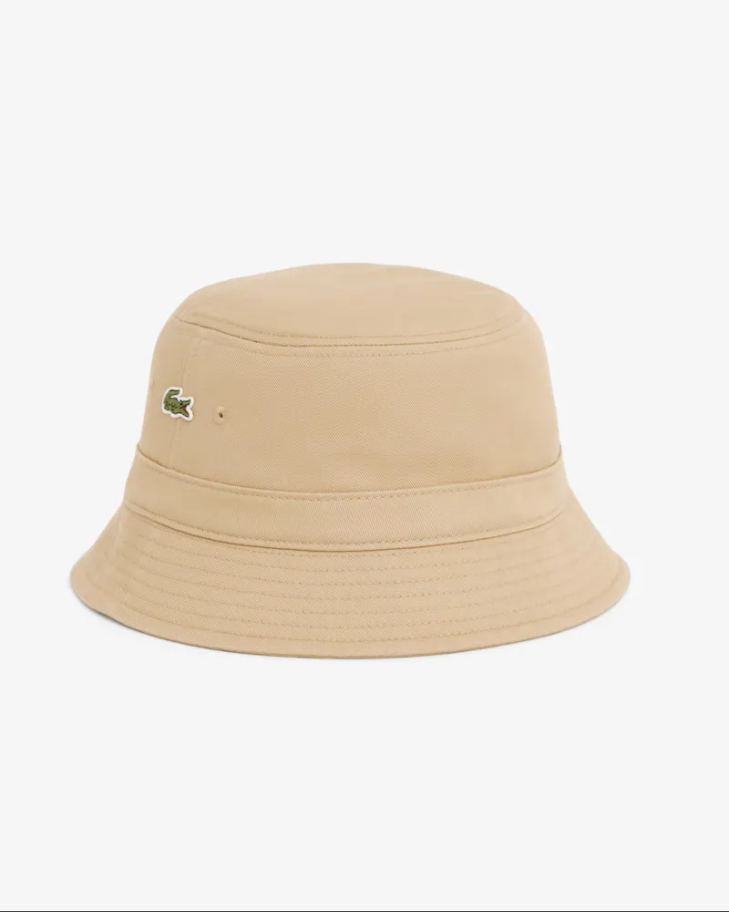 Lacoste Lined Cotton Twill Bucket Hat Beige 
