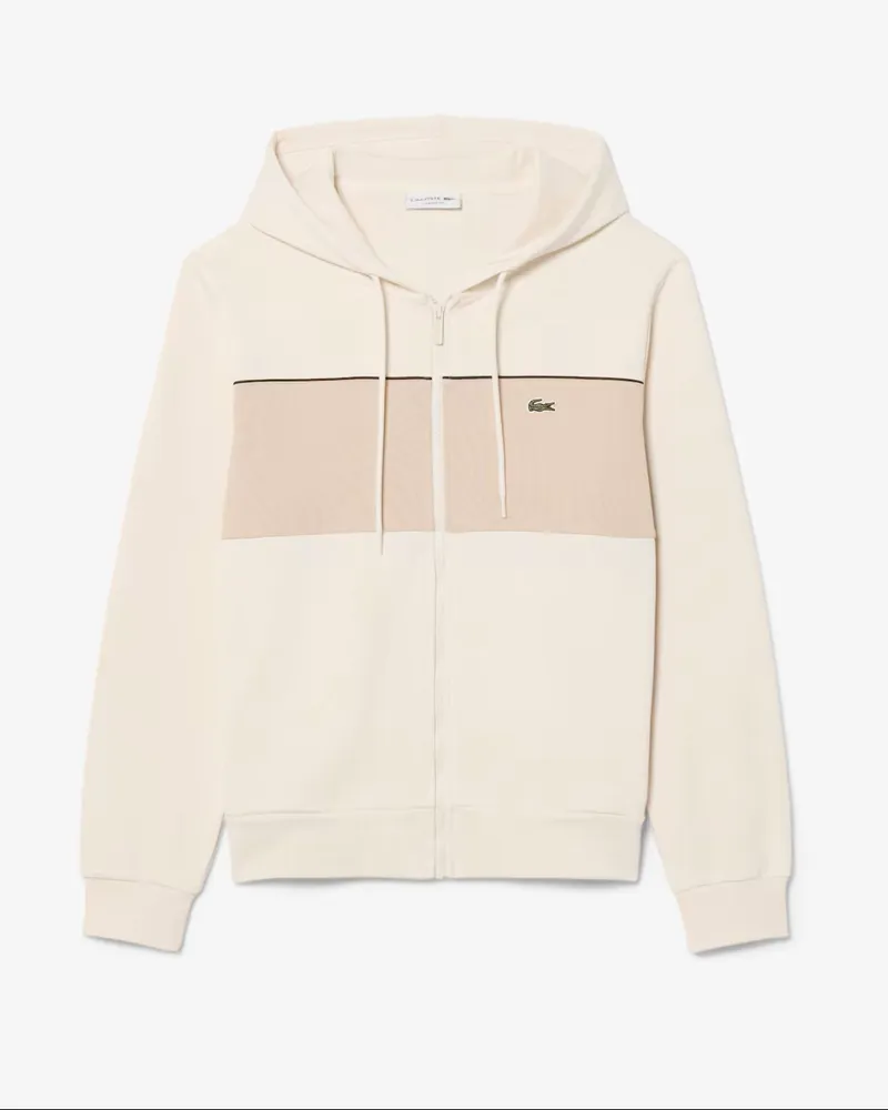 Lacoste Colour Block Zip Hoodie Beige 