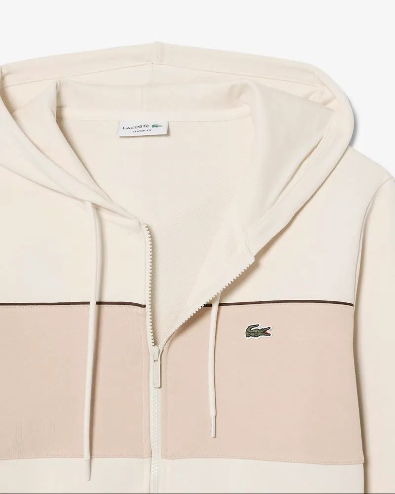 Lacoste Colour Block Zip Hoodie Beige -4
