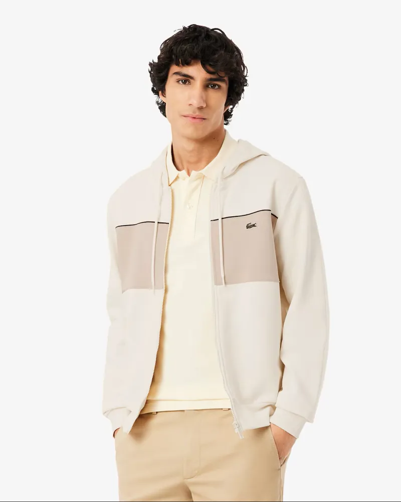 Lacoste Colour Block Zip Hoodie Beige -1