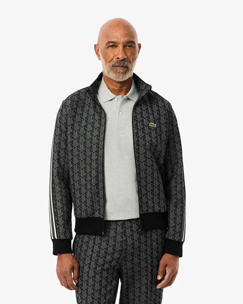 Lacoste Paris Zip-Up Jacquard Track Jacket Black-6