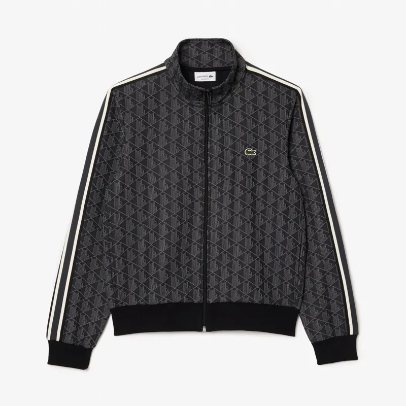 Lacoste Paris Zip-Up Jacquard Track Jacket Black-3