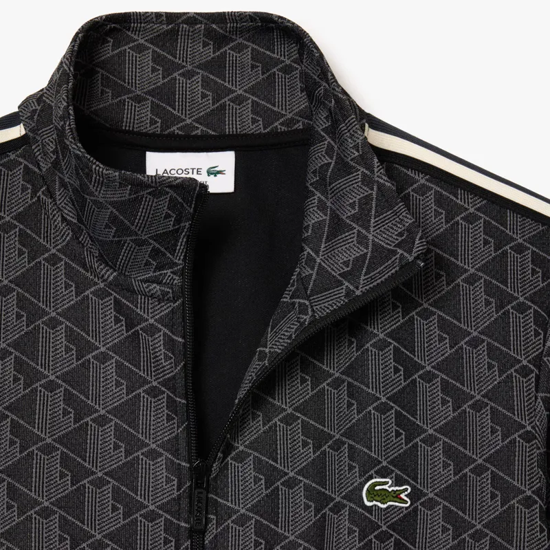 Lacoste Paris Zip-Up Jacquard Track Jacket Black-5