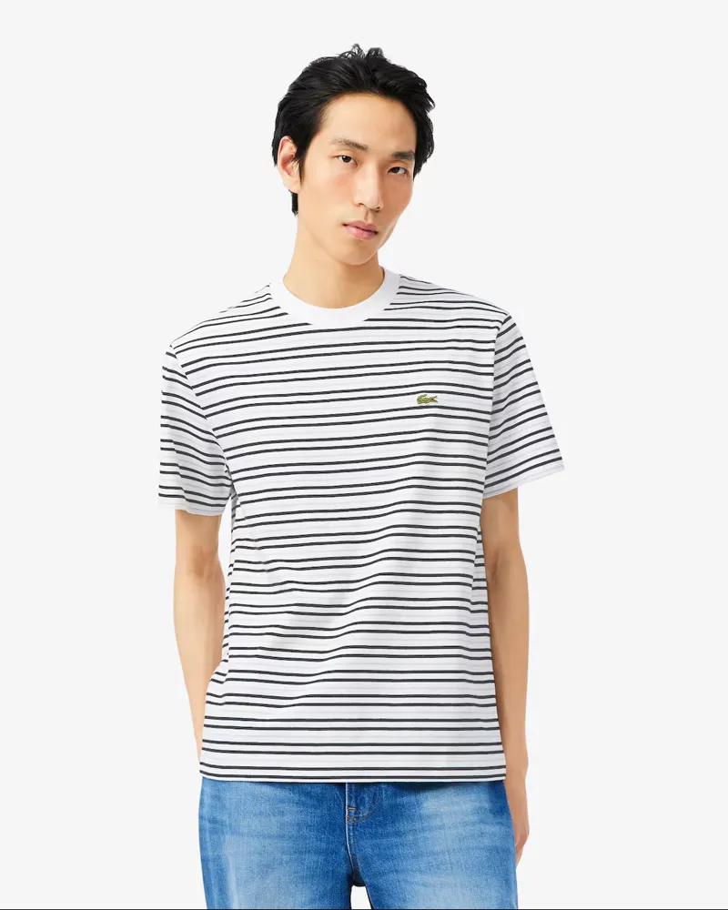 Lacoste Striped Cotton T-shirt White-4
