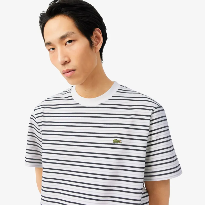 Lacoste Striped Cotton T-shirt White-1